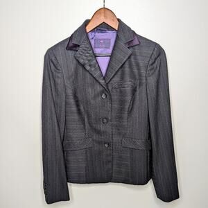 ETRO Milano wool blazer gray purple pinstripe button front size 40